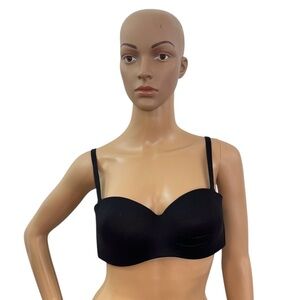Soma Enbliss Stay Put Strapless Wireless Black Lined Multi Way Black Bra Sz 34B